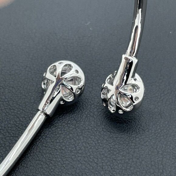 Absolute 4.28ctw Simulated Diamonds Round Cut Bypass Bracelet Sterling Silver - Picture 9 of 14